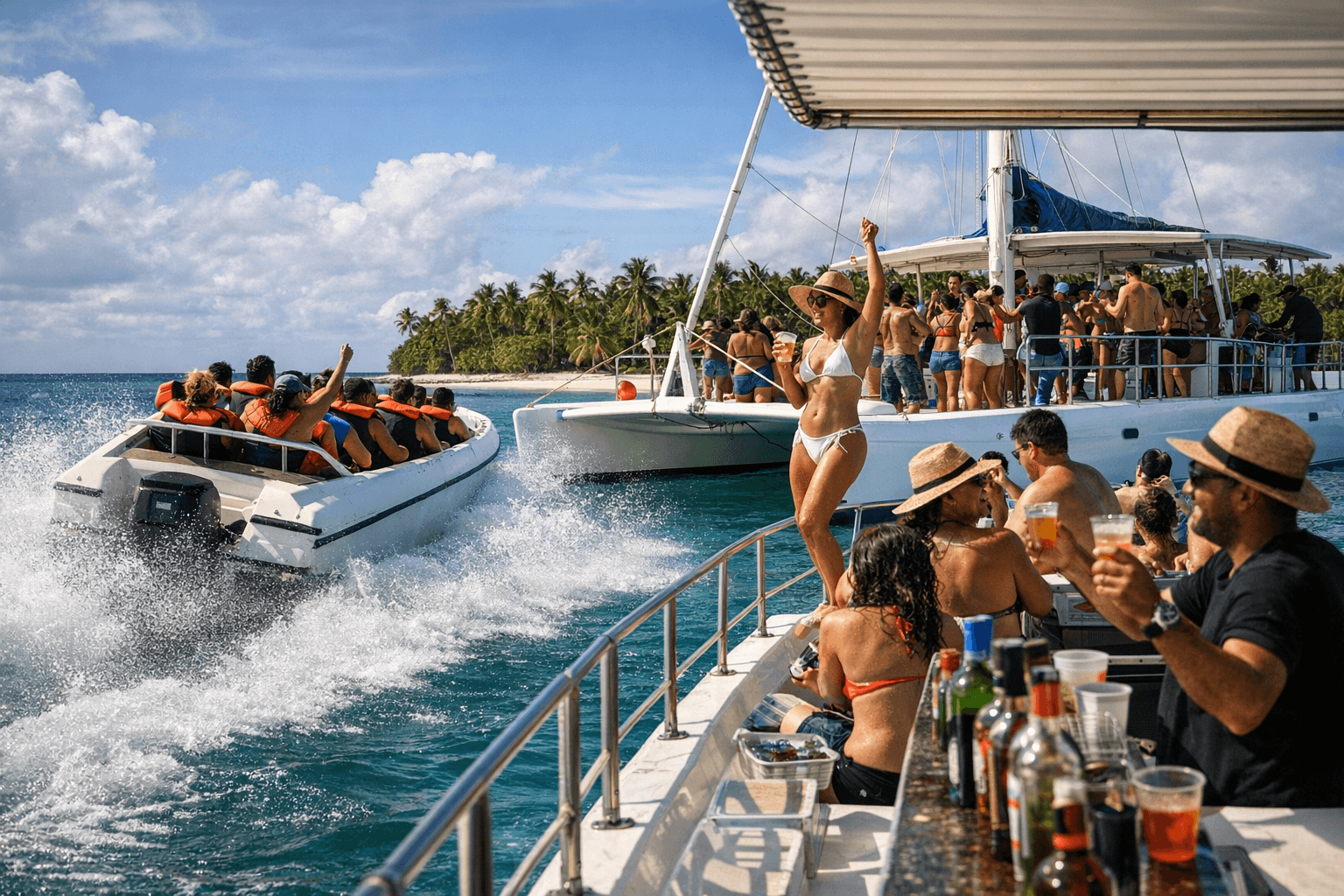 Saona Island Day Tour Combines Speedboat, Catamaran and Open Bar