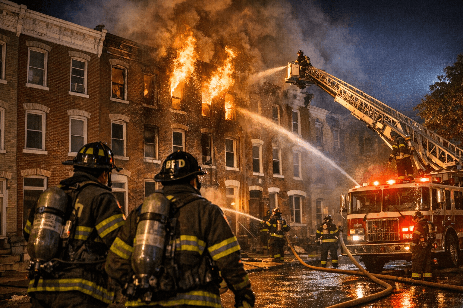 Baltimore Firefighters Battle Two-Alarm Blaze on Linden Avenue, No Injuries Reported