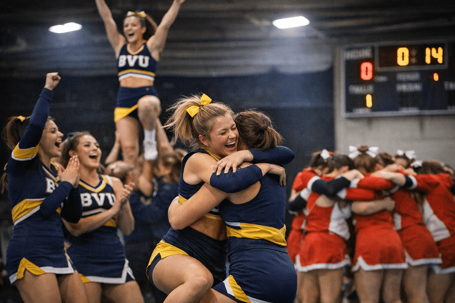 BVU STUNT Team Wins Thriller, Falls to Top Seed in Tournament Opener