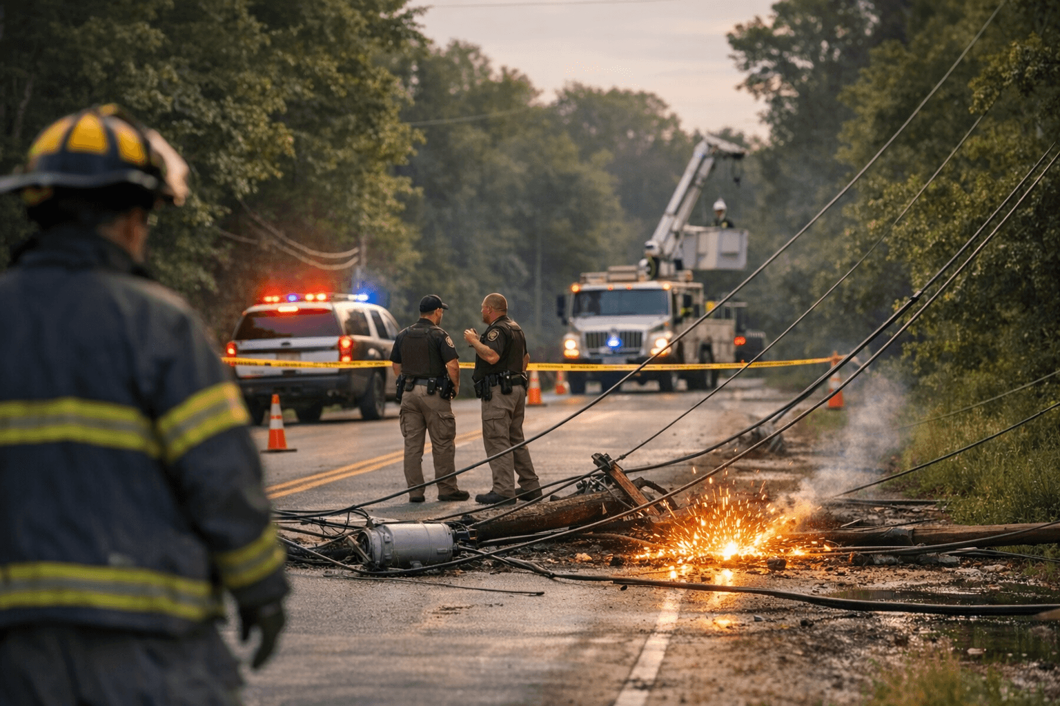 Downed Power Line Closes Barnes Road Section in Traverse City