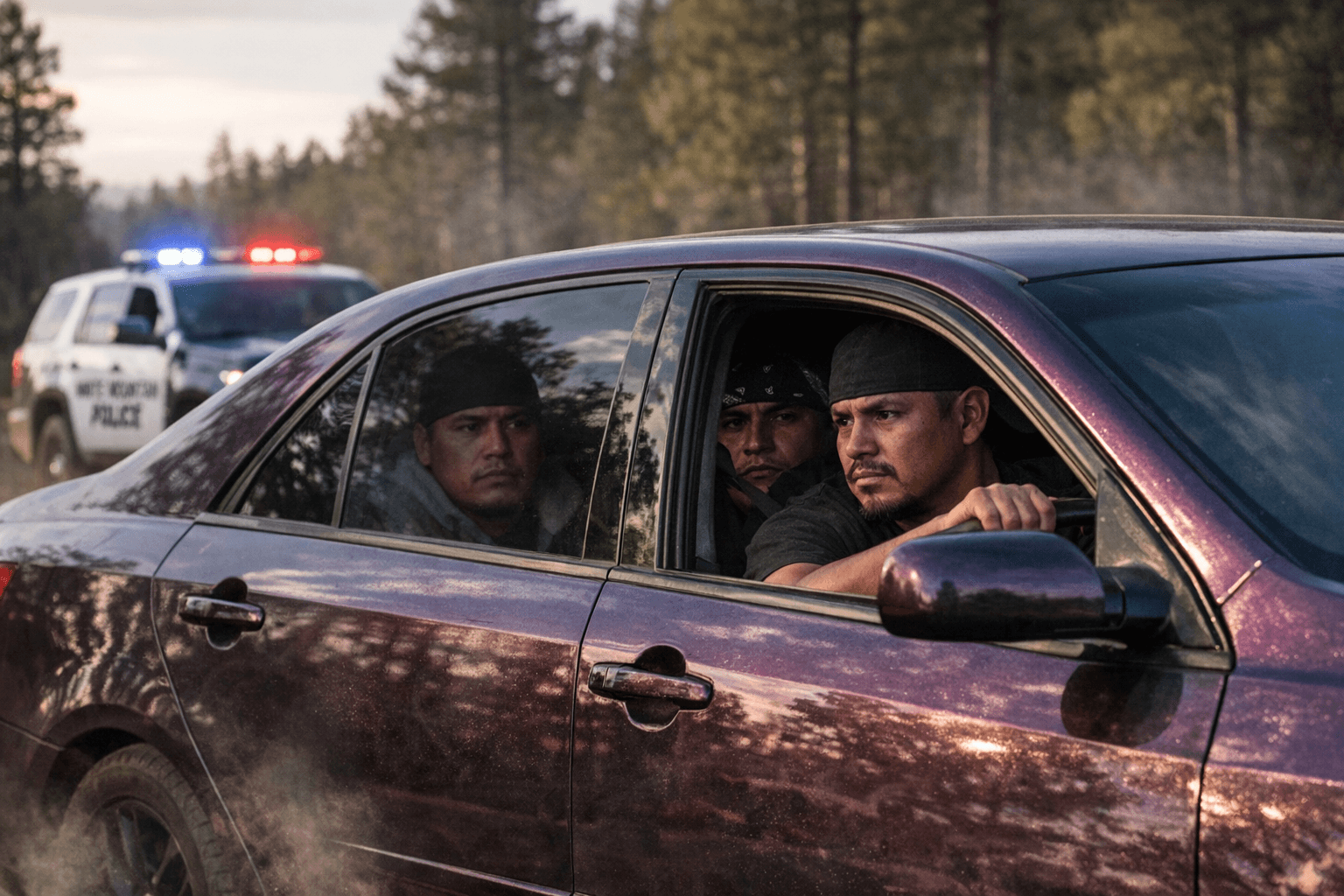 White Mountain Apache Police Seek Three Men in Purple Sedan