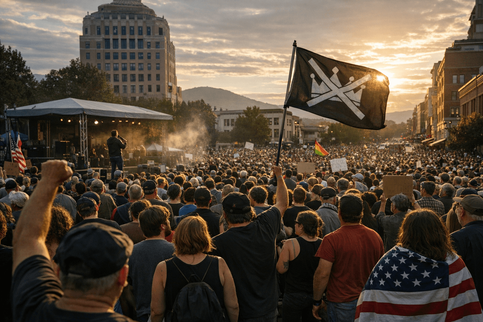 Thousands Fill Pack Square for No Kings Protest Against Federal Policies