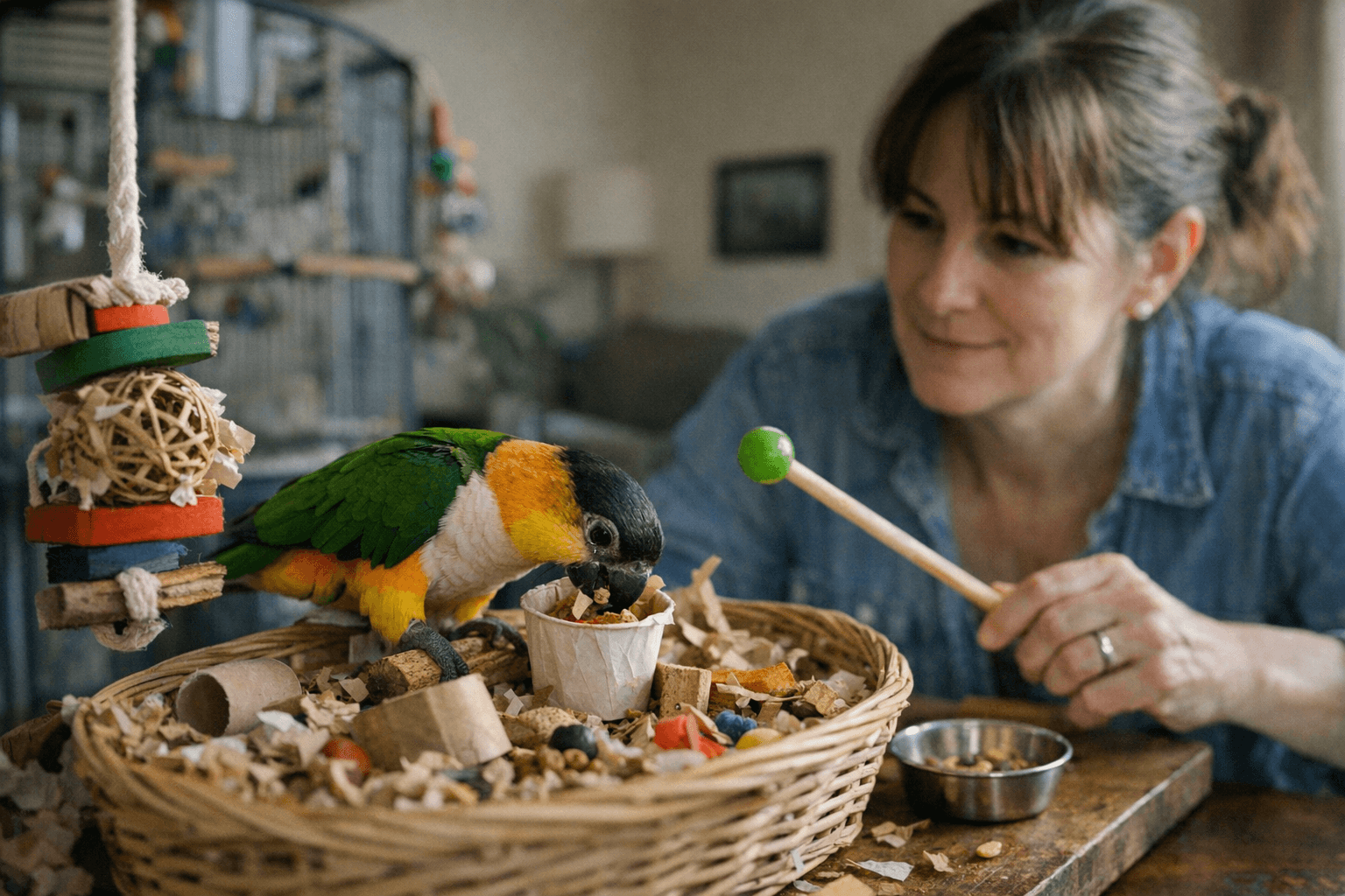 How to Enrich Your Parrot's Life With Toys, Foraging, and Social Play