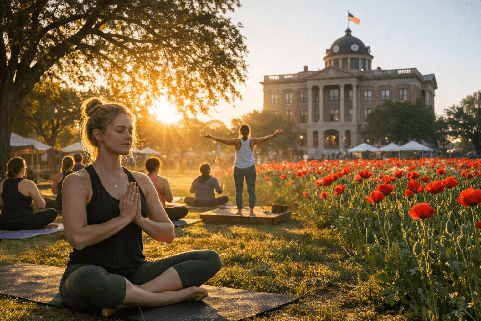 Georgetown Spring Events Include Free Yoga, Red Poppy Festival, and Wellness Programs