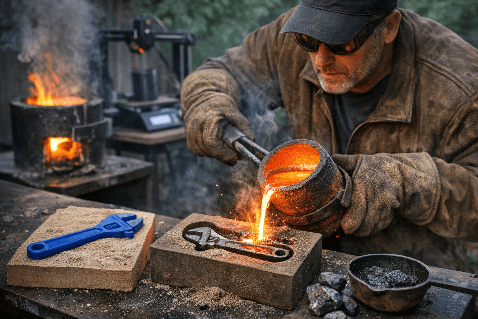 3D Printed PLA Patterns Enable Backyard Cast Iron Metal Parts