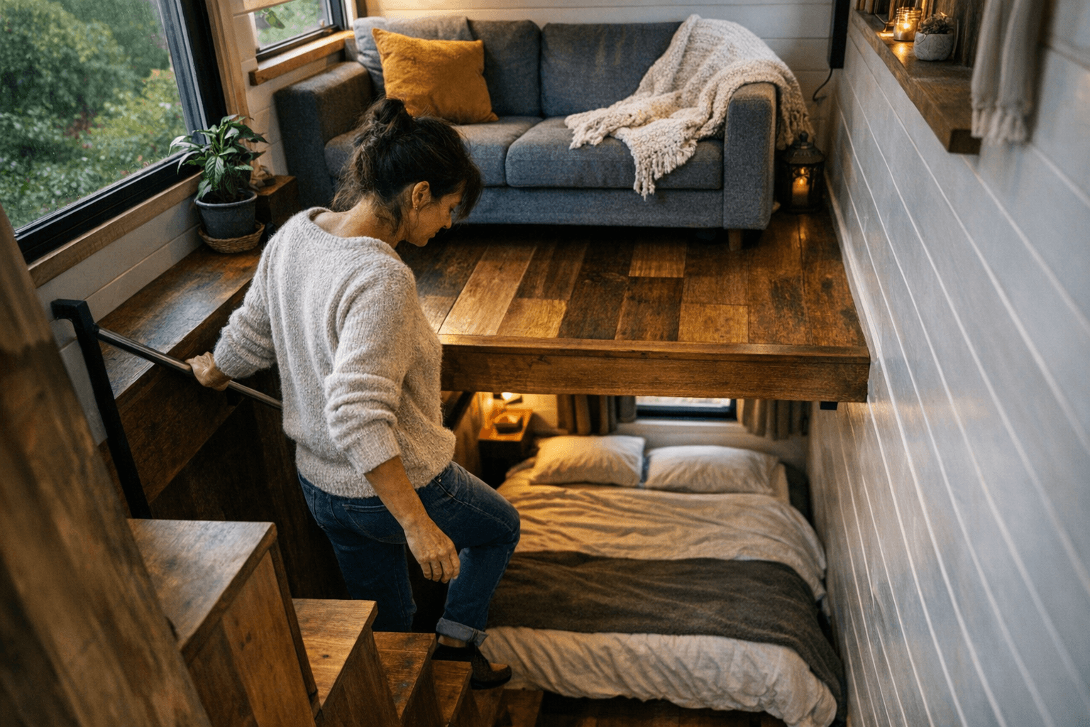 Véronique Tiny House Flips Bedroom Below Living Space for Better Privacy