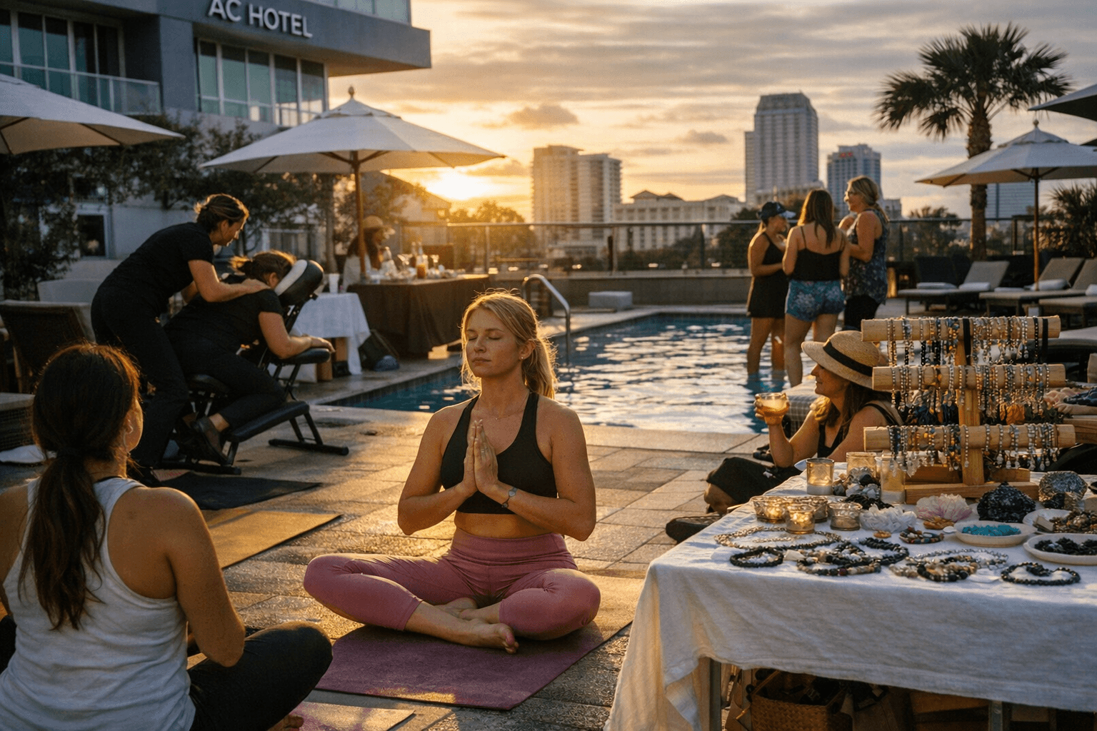 AC Hotel Tampa Blends Pool Deck Yoga, Vendors, and Spring Wellness