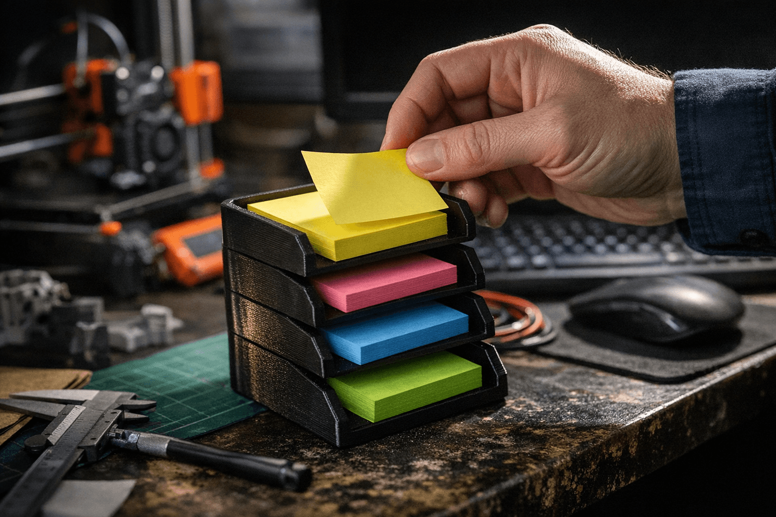 Adafruit's 3DThursday Highlights Support-Free Sticky Note Mini Paper Tray