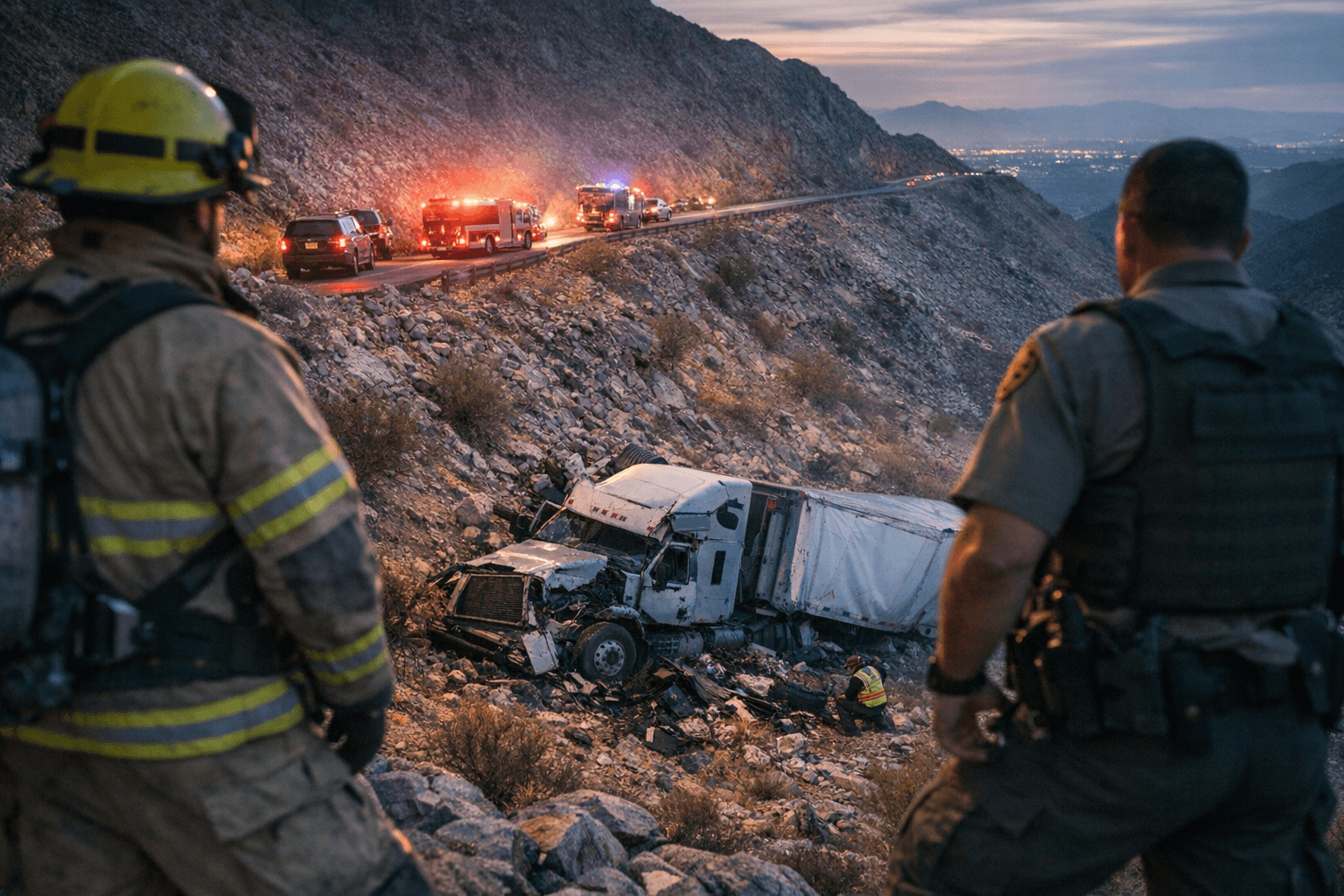 Semi-Truck Rolls Down Embankment Near Telegraph Pass, One Hospitalized