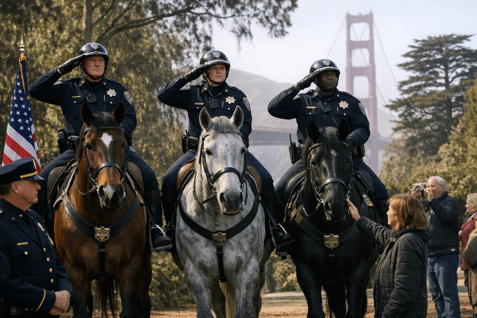 SFPD Swears In Three New Horses to Mounted Patrol Unit at Golden Gate Park
