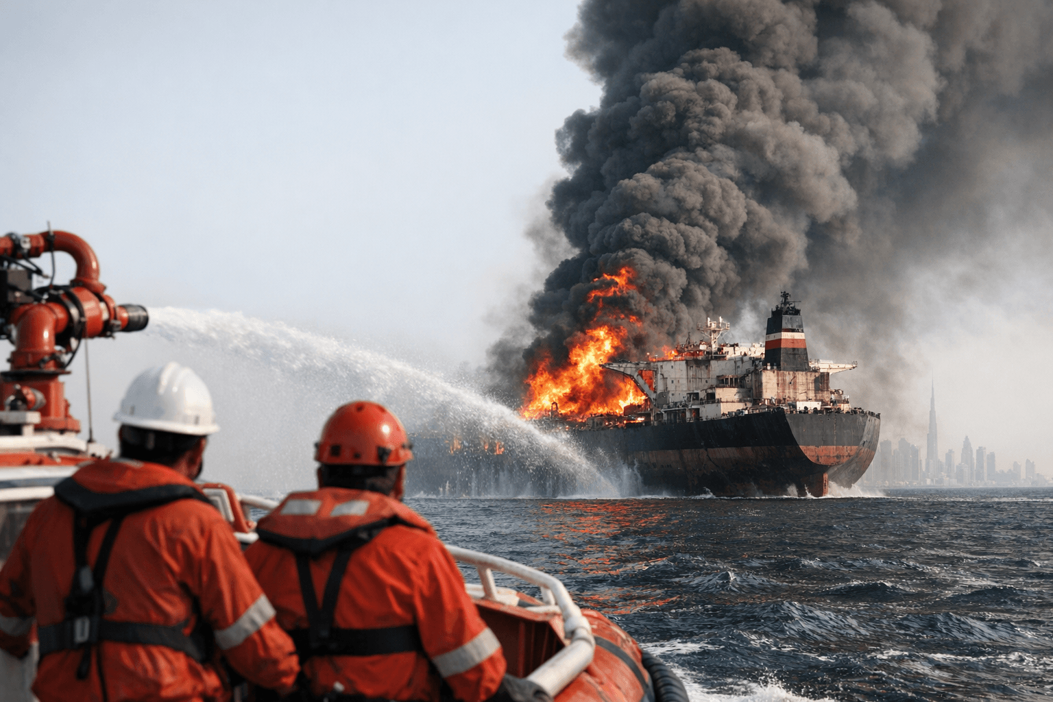 Iranian Drone Strikes Kuwaiti Tanker Near Dubai, Sparking Fire