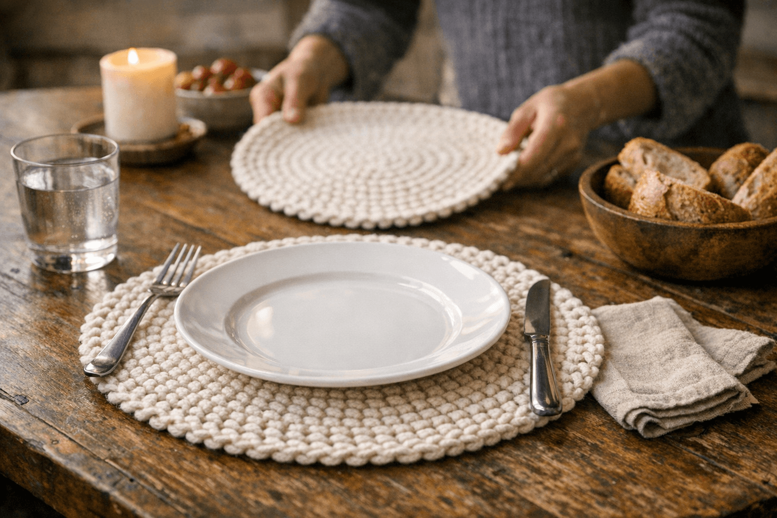 New Tunisian Crochet Placemat Pattern Brings Cozy Style to Your Kitchen Table
