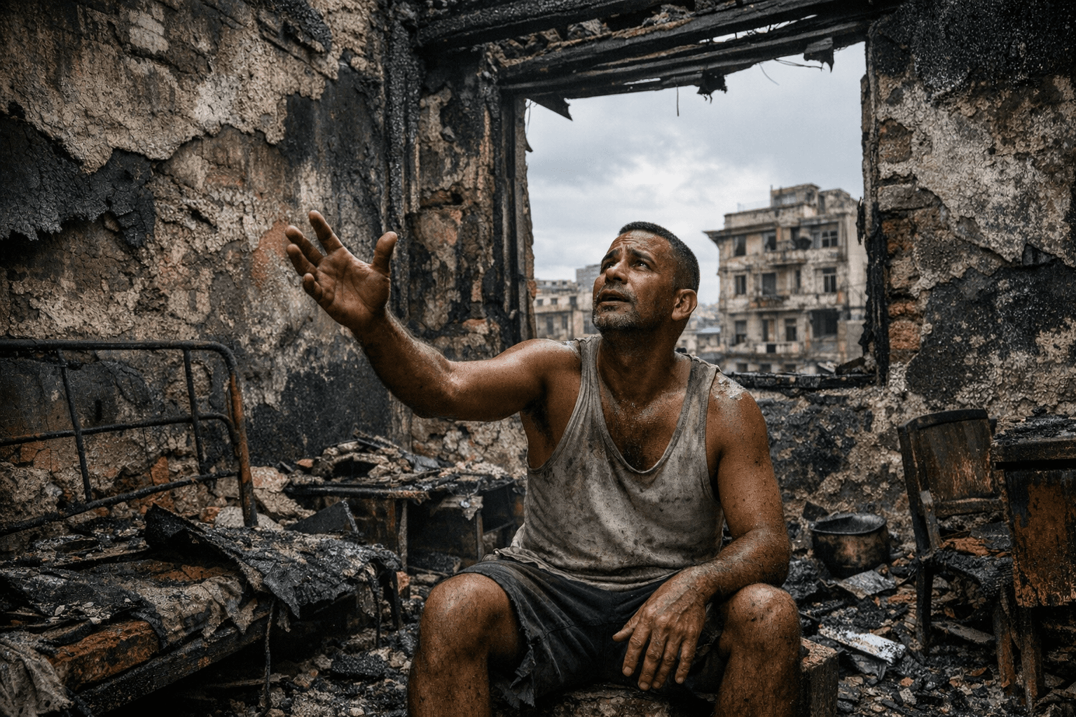 Cuban in Burned Havana Home Pleads to Trump for Freedom