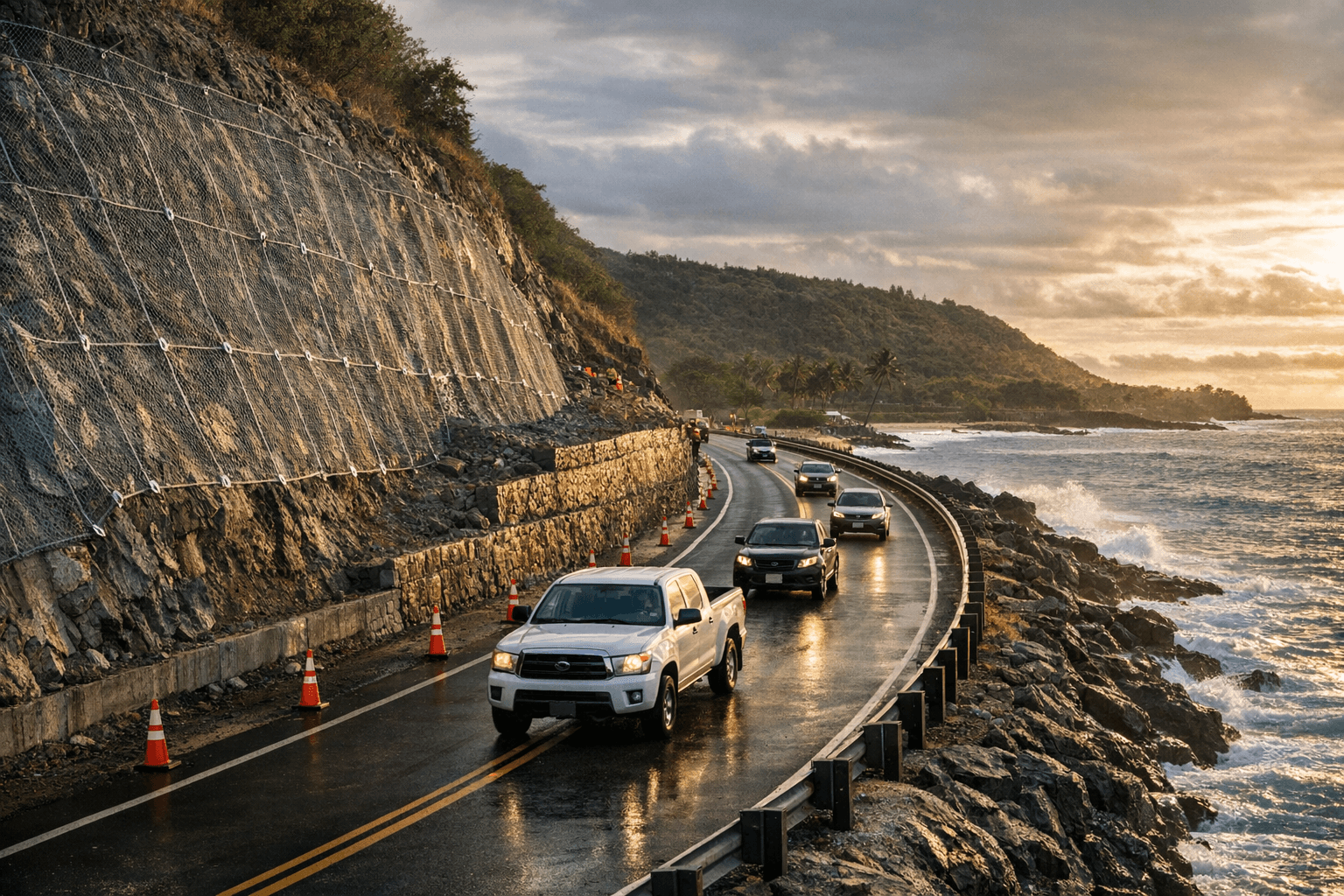 Waimea Bay Slope Repairs Complete, Kamehameha Highway Lane Reopens