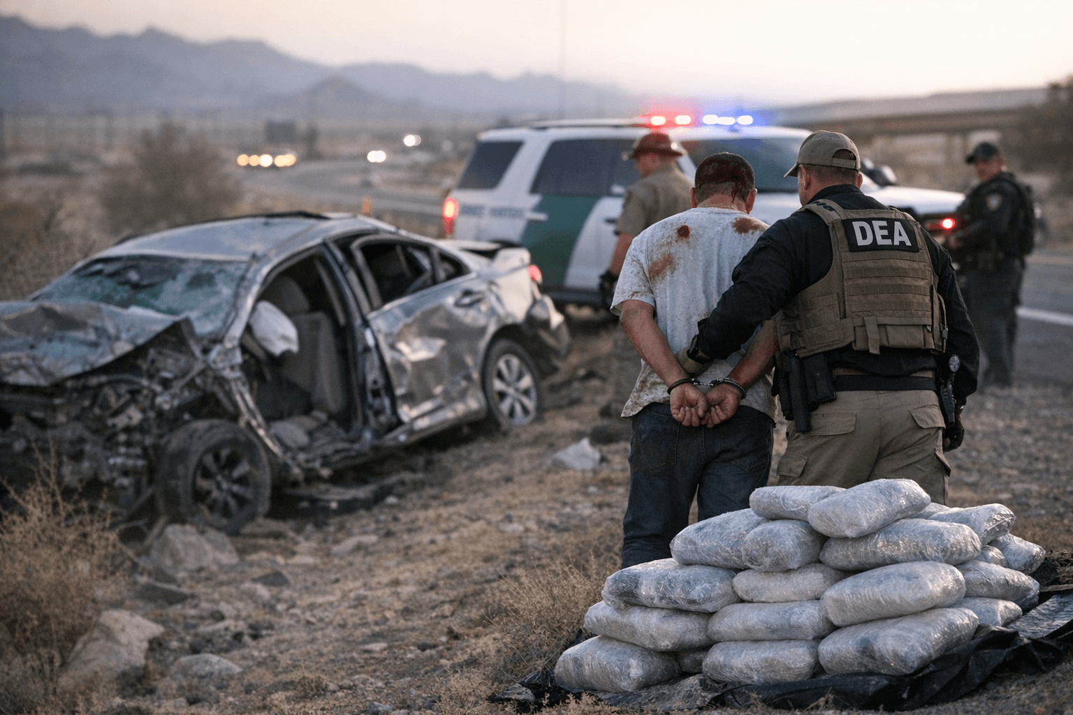 Quartzsite I-10 Chase Ends in Crash, Seizure of 46 Kilograms of Meth