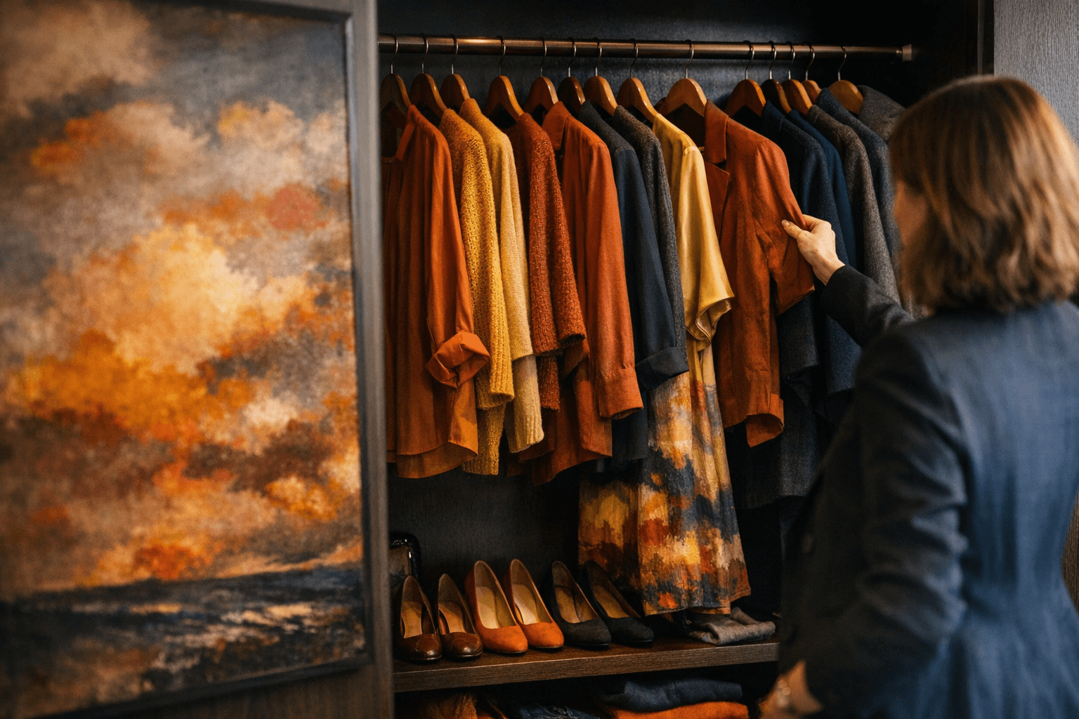 Building a Wardrobe Based on Ruffled Autumn Clouds by Emile Nolde (16-piece work wardrobe)