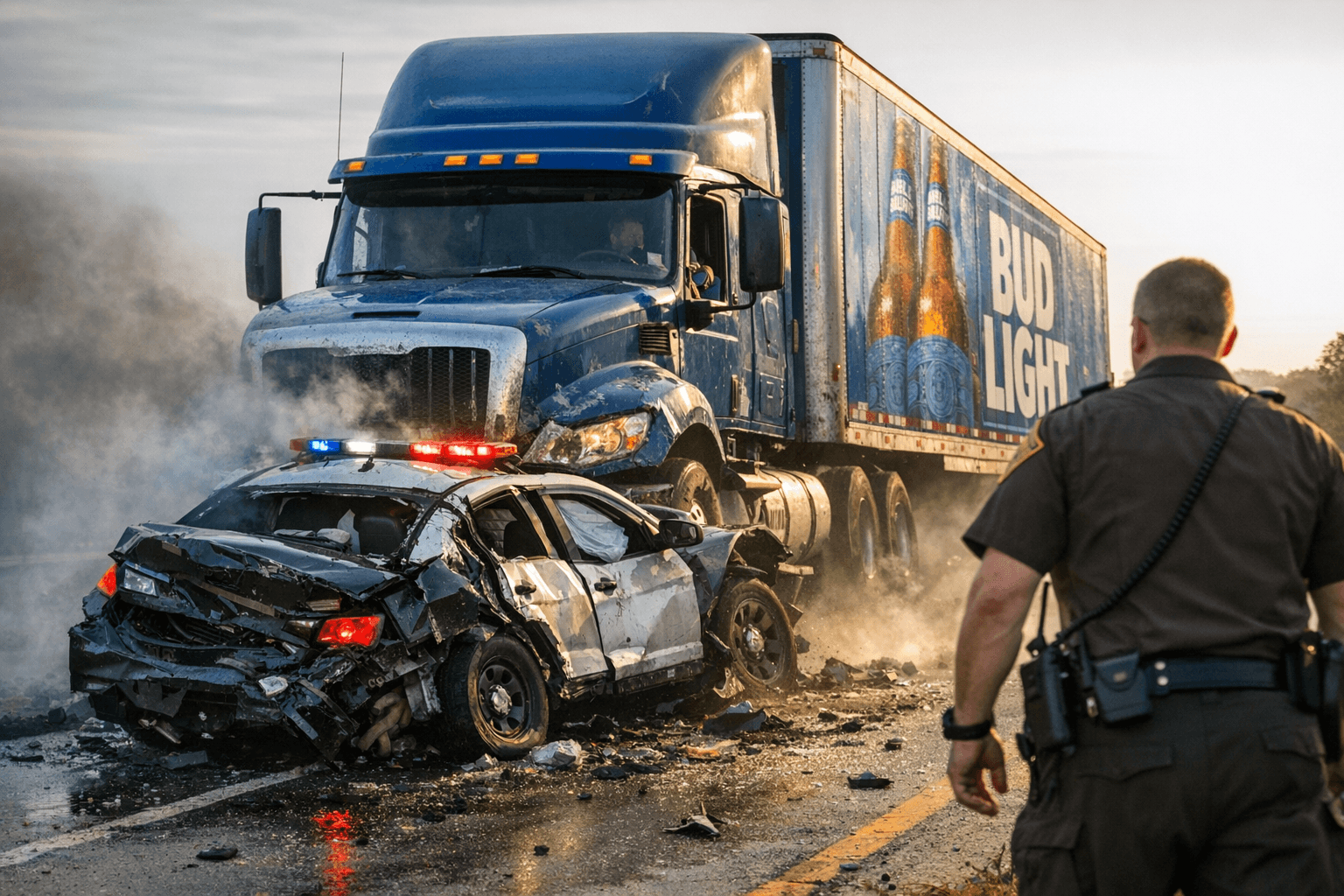 Indiana Man Steals Bud Light Truck, Rams Patrol Car During Two-County Chase