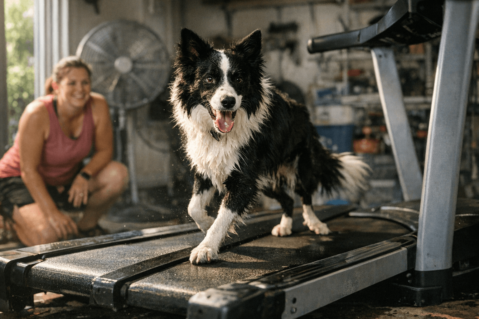 Border Collie Sammer Invents Zigzag Treadmill Tricks to Beat Summer Heat