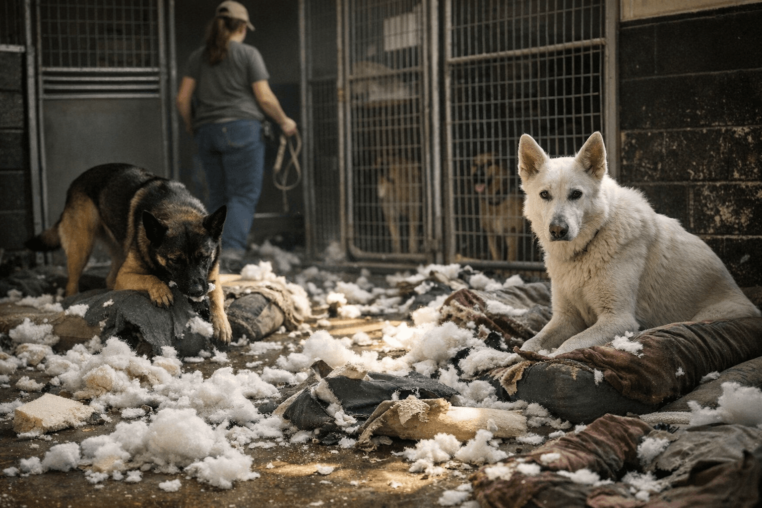 Rescue Dogs Elsa and Minaj Shred Beds, Proving High-Drive Breeds Need Daily Exercise