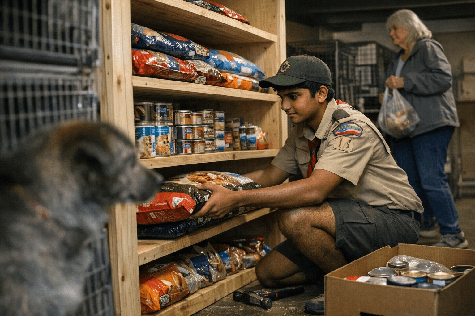 Plano Scout Builds Pet Food Pantry at Humane Society for Families in Need