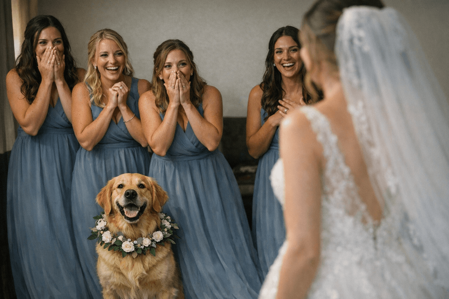 Bride's Dog Joins Bridesmaids for Dress Reveal, Charms 13 Million Viewers