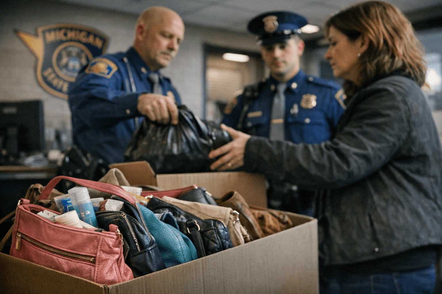 Michigan State Police Collect Purses for Sexual Assault Survivors This April