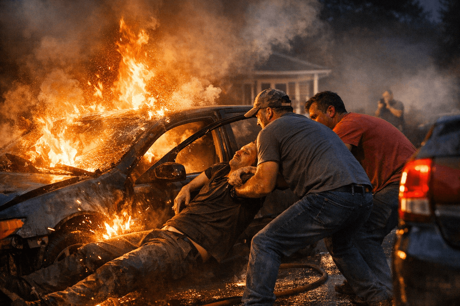 Neighbors Pull Driver From Burning Car Before Responders Arrive in McLeansville