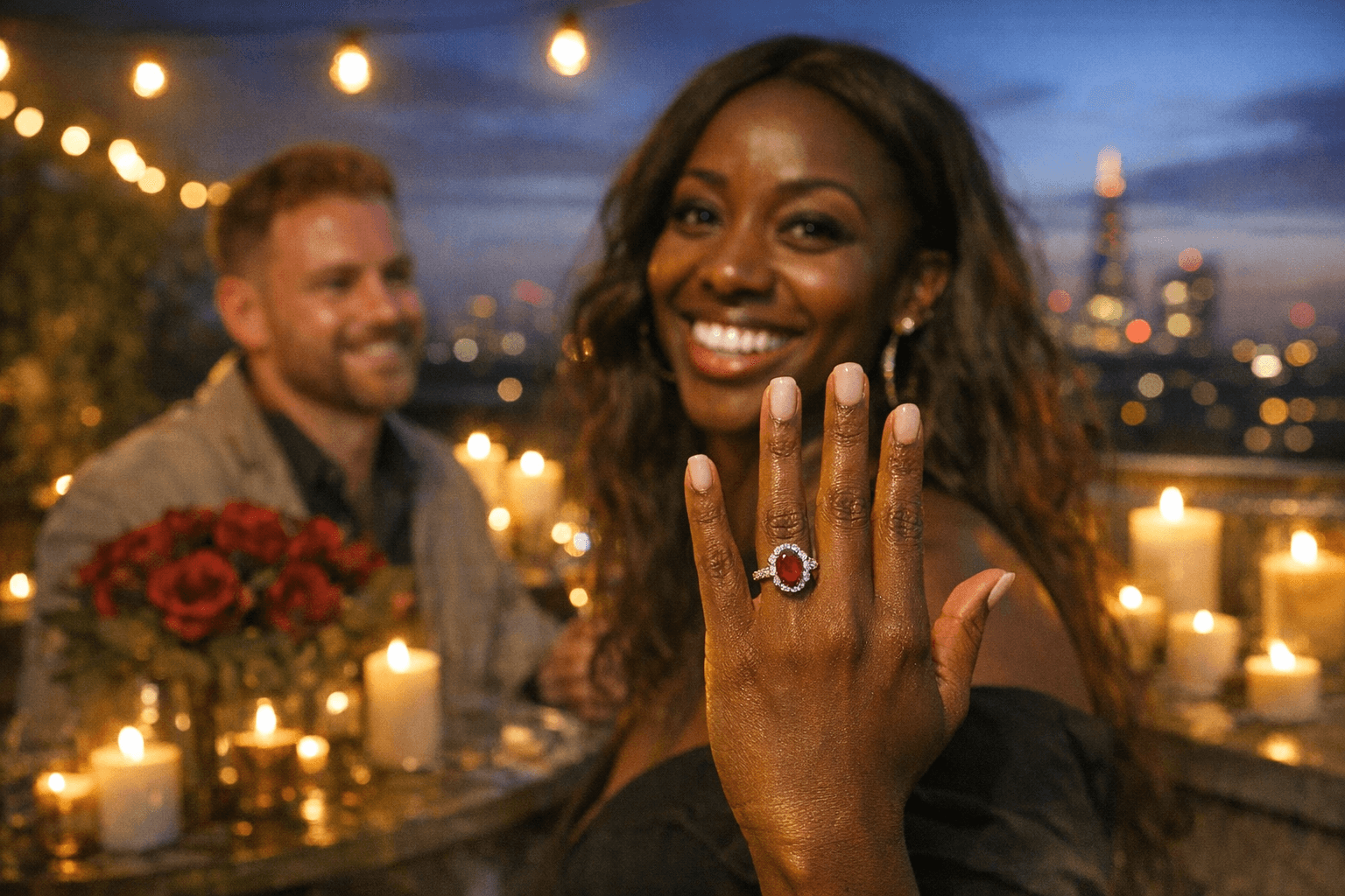 Scarlette Douglas Shows Off Vibrant Ruby Engagement Ring, Calls It Loud and Proud