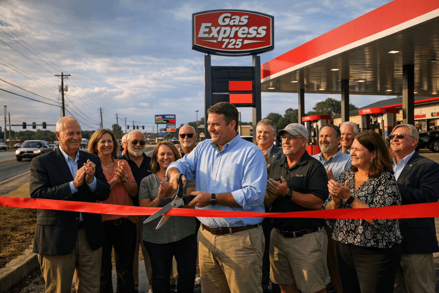 Gas Express 725 Opens on Cobbs Ford Road with Chamber Ribbon Cutting