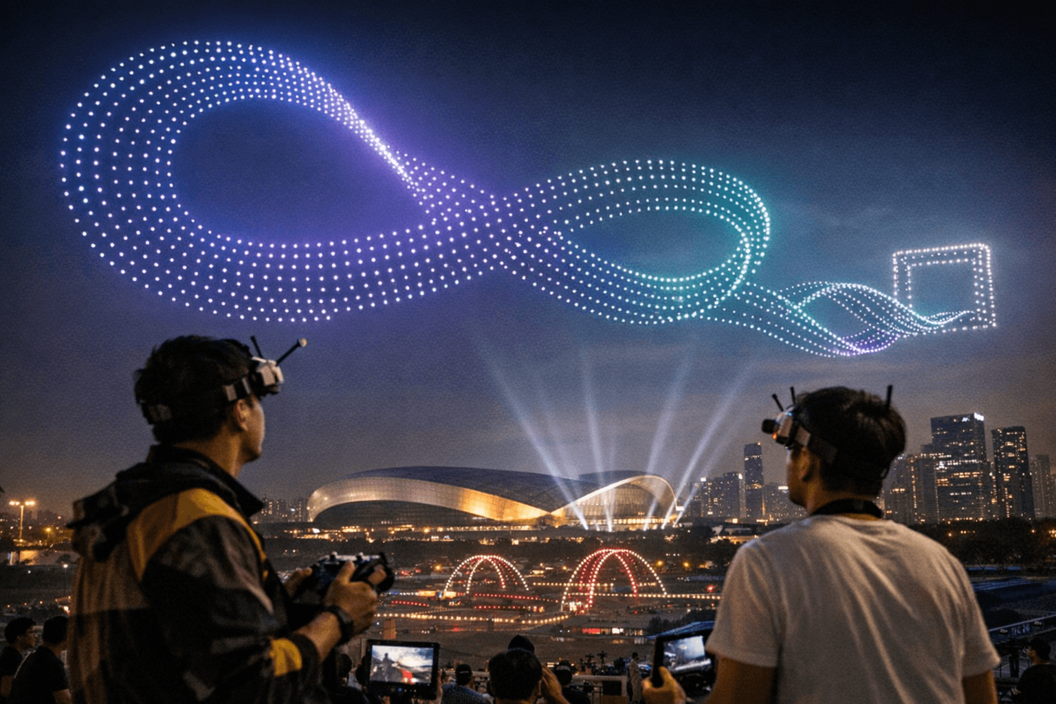 4500 Drones Form Futuristic FPV Race Track in Shenzhen