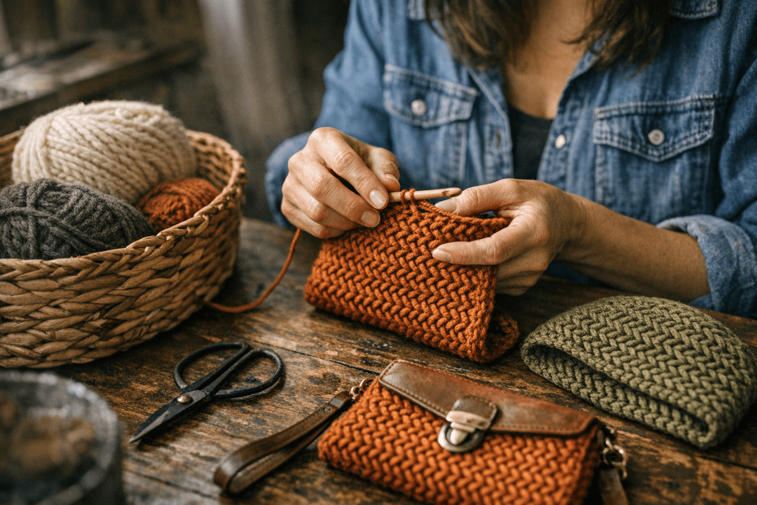 Free Herringbone Crochet Pattern Creates Dense, Woven-Look Fabric for Accessories