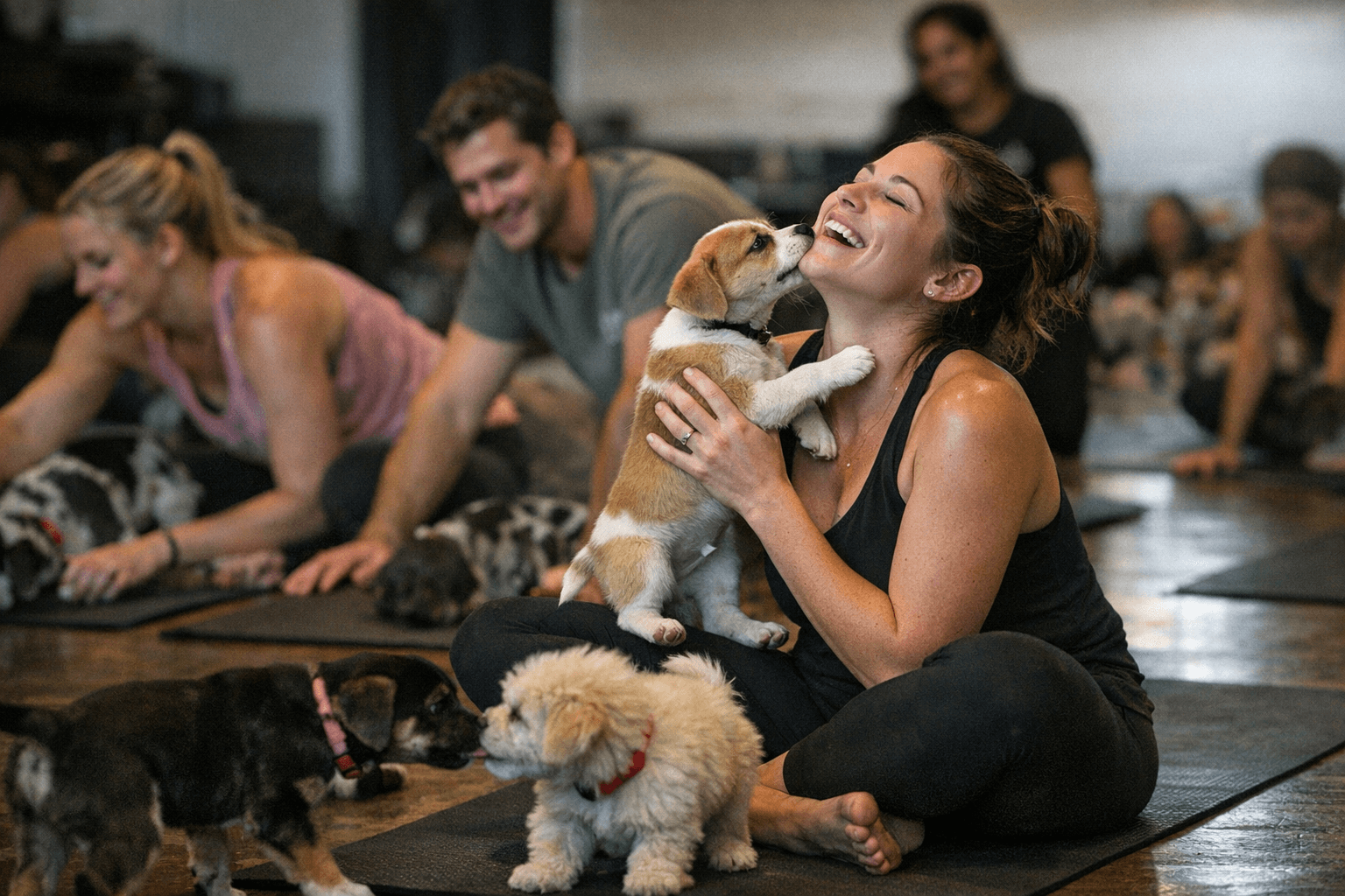 Puppy Yoga Fundraiser at Vibe Fitness Supports Home For Good Dog Rescue