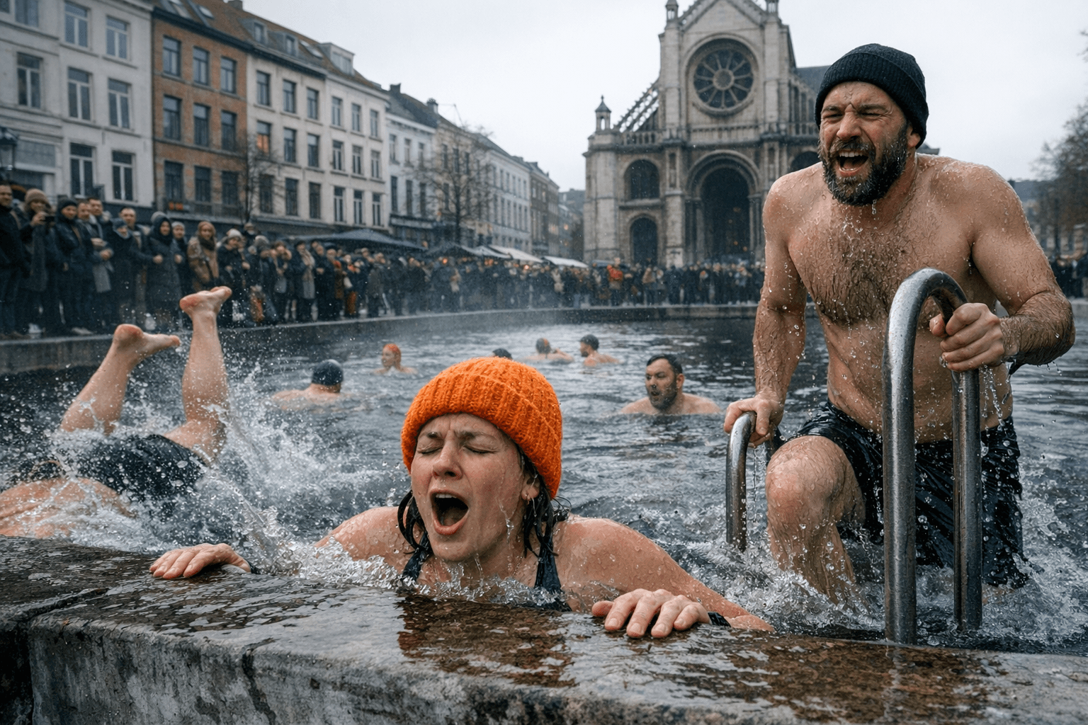 Brussels Campaigners Take Cold Plunge to Demand Open-Air Swimming Spaces