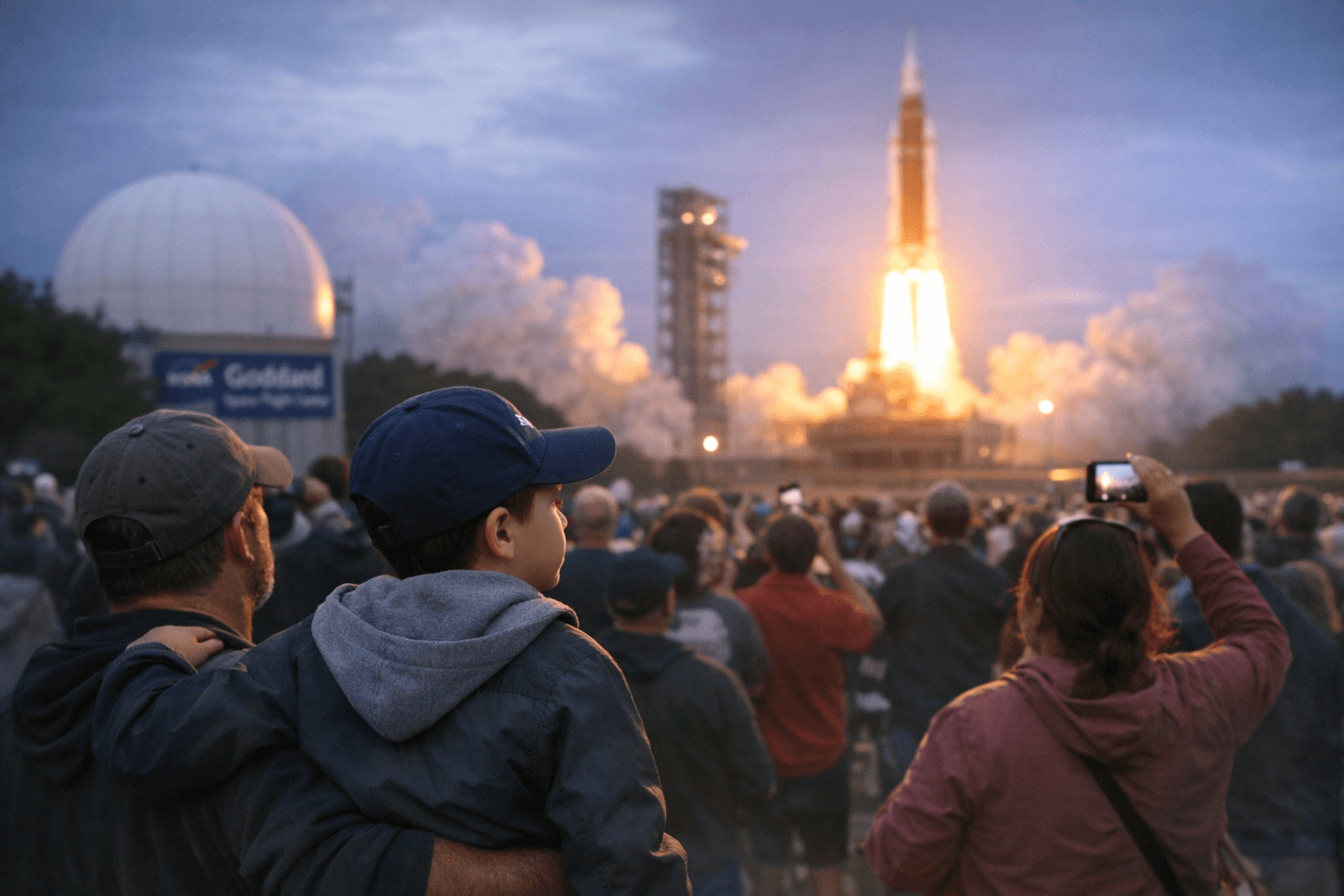 Greenbelt Crowds Gather at Goddard to Watch Historic Artemis II Moon Launch
