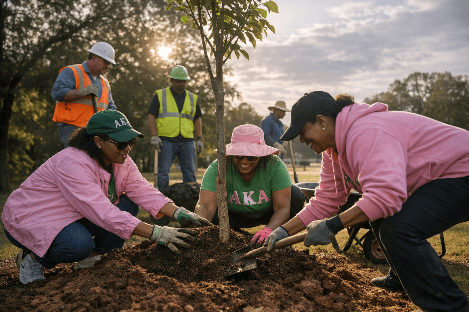 Oxford, Alpha Kappa Alpha Sorority Plant Trees at Bailey Branch Park for Arbor Day