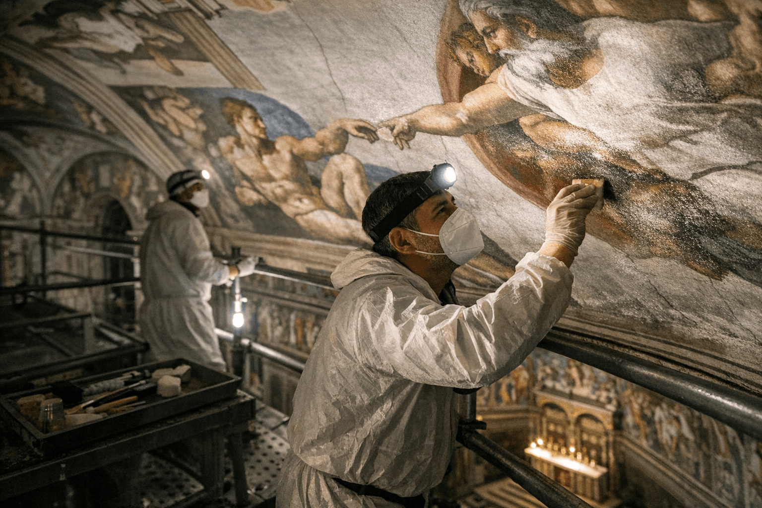 Sistine Chapel's Secret Nighttime Crew Keeps Michelangelo's Masterpiece Alive