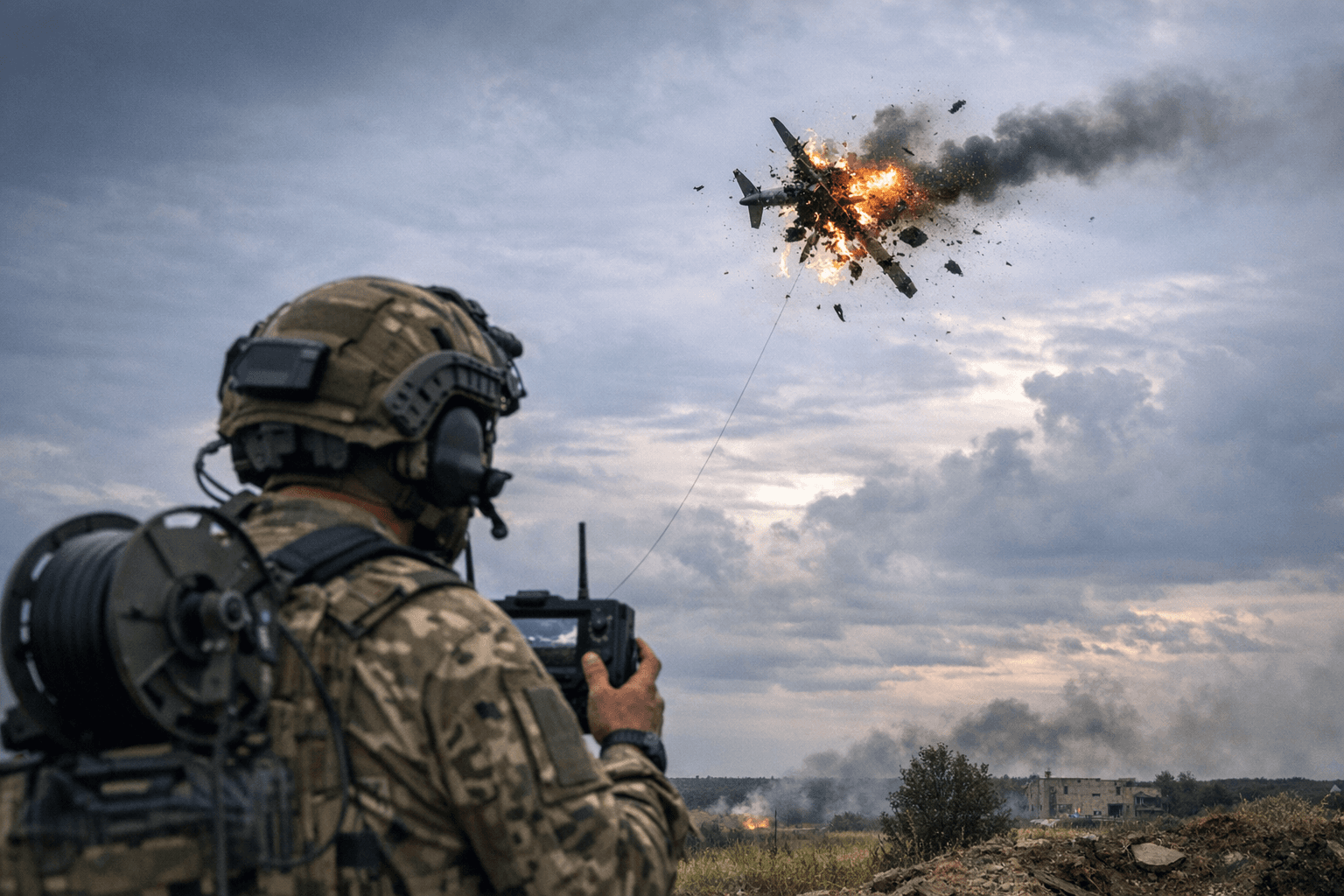 Ukraine's Fiber-Optic FPV Drone Destroys Russian Loitering Munition in Battlefield First