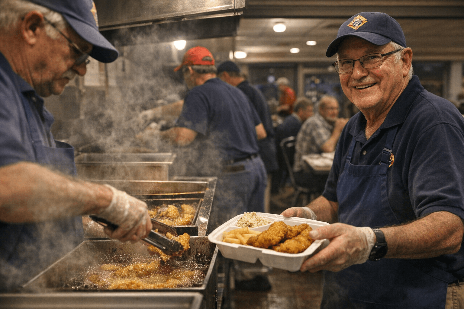 Knights of Columbus Volunteers Serve Up Fish Fry Dinners at Cherokee Golf Course