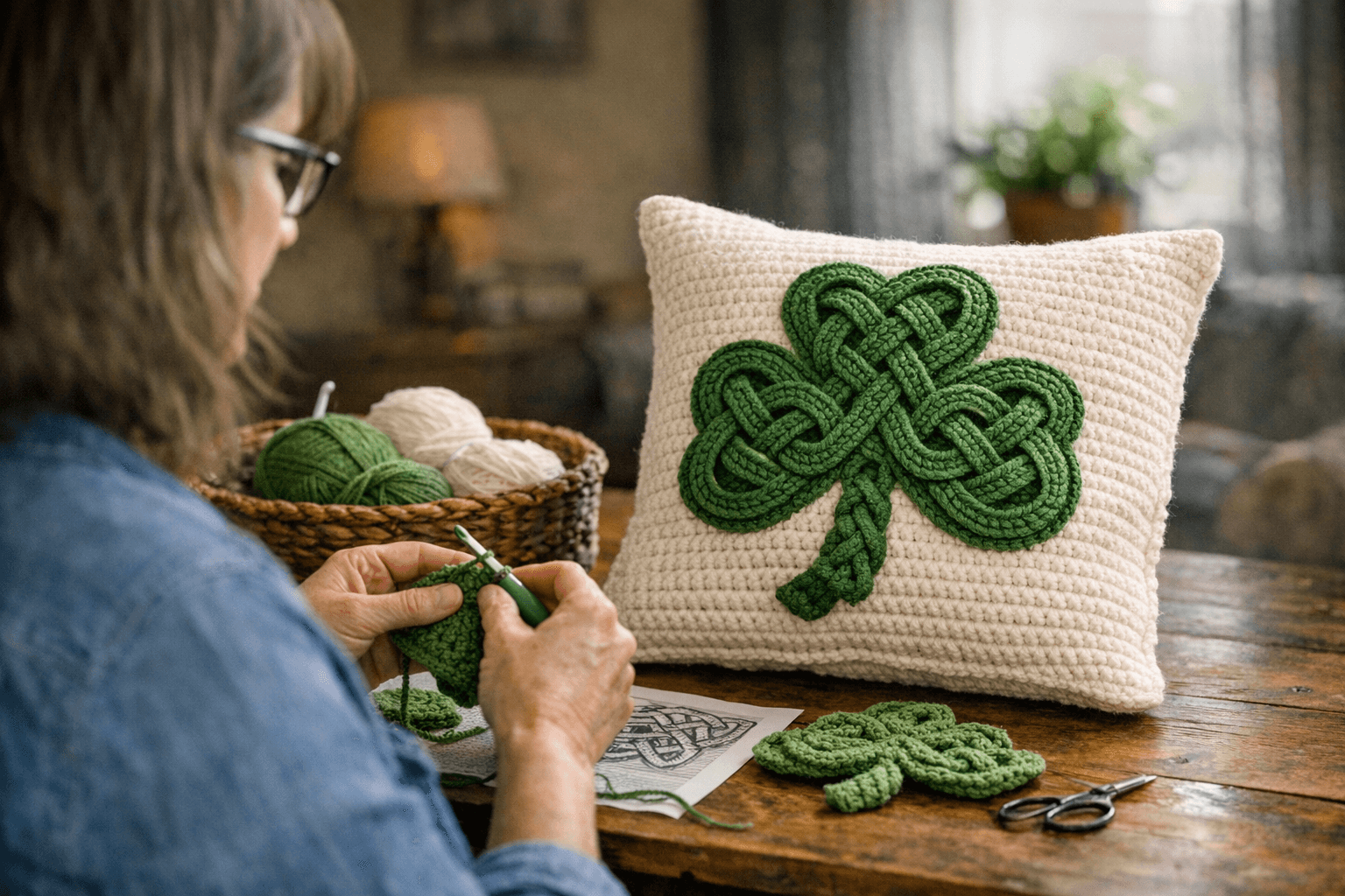 Celtic Knot Designer Launches Shamrock Pillow Pattern for Spring Crocheters