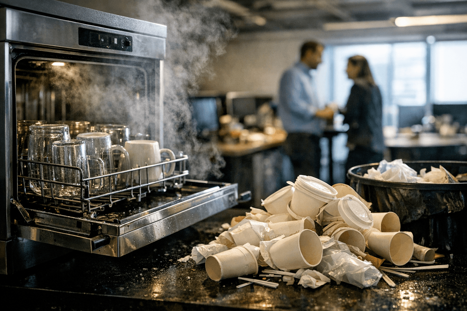 מדיח כוסות משרדי: חיסכון של 30% בכוסות "חד-פעמיות" ופחות פסולת