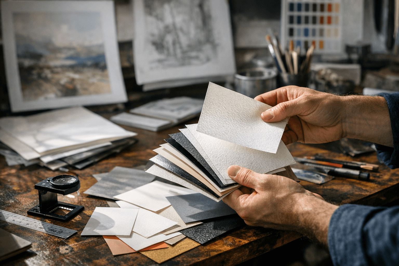 מדריך לבחירת נייר: GSM, גימור וסוג סיבים ליצירה מקצועית