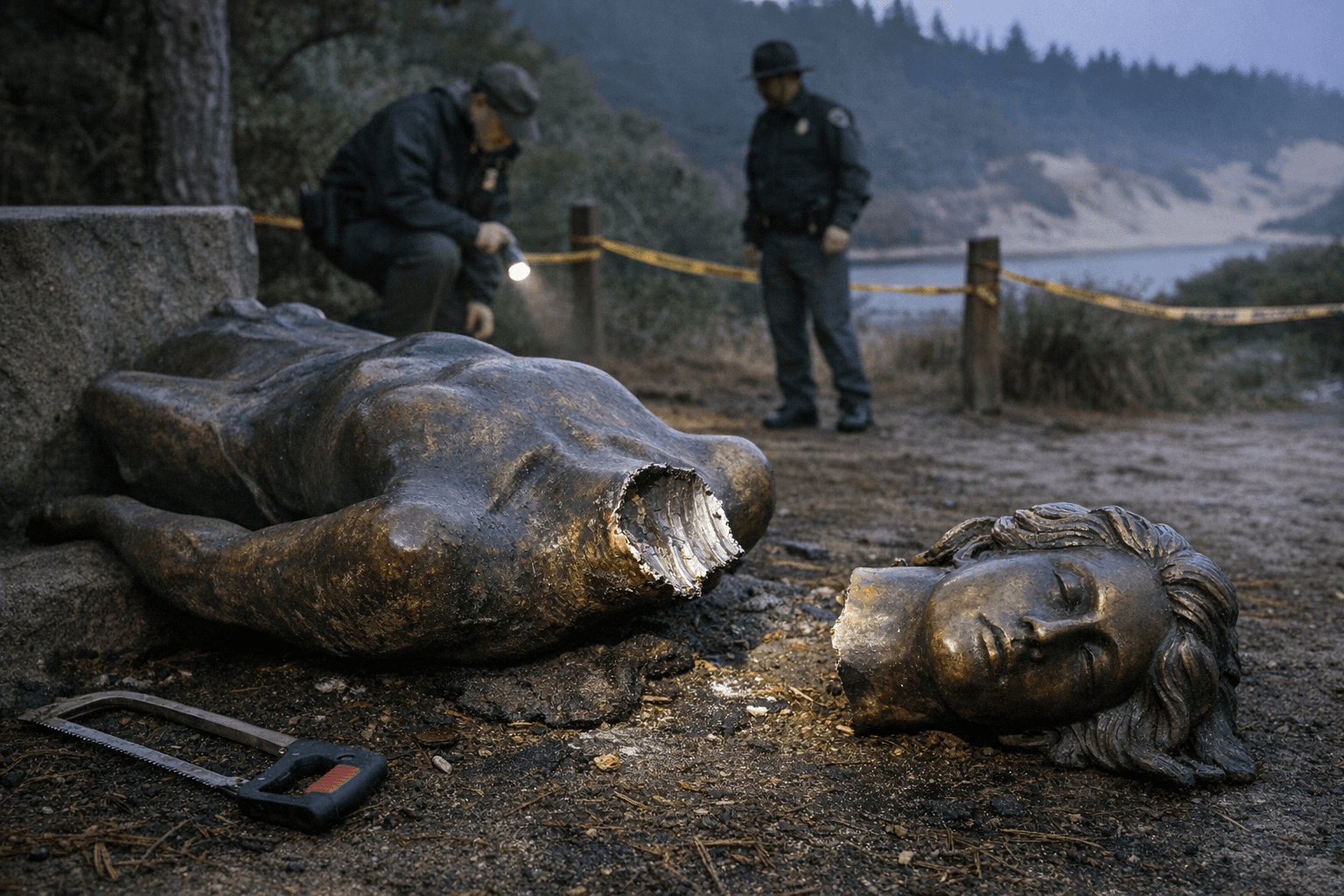 Vandals Damage Historic Bronze Monument at Honeyman State Park Near Florence
