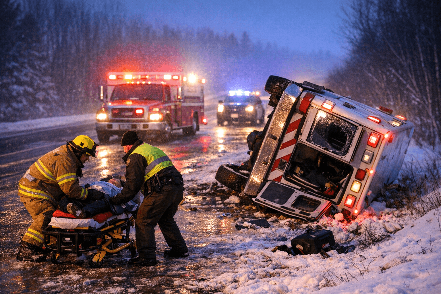 Ambulance Rollover Near Bemidji Injures Four on Saturday Morning