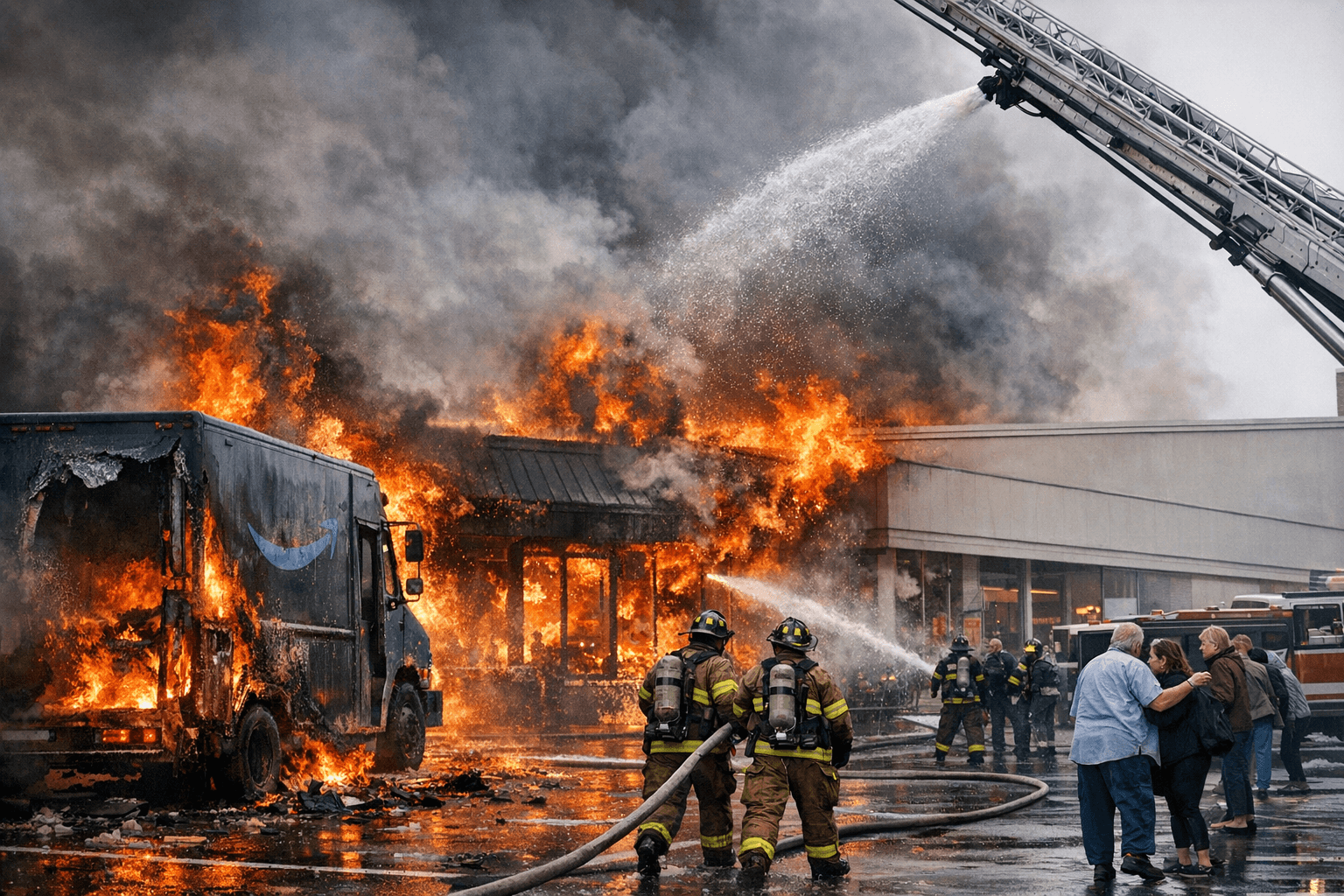 Amazon Delivery Truck Fire Spreads to West Babylon Stop & Shop