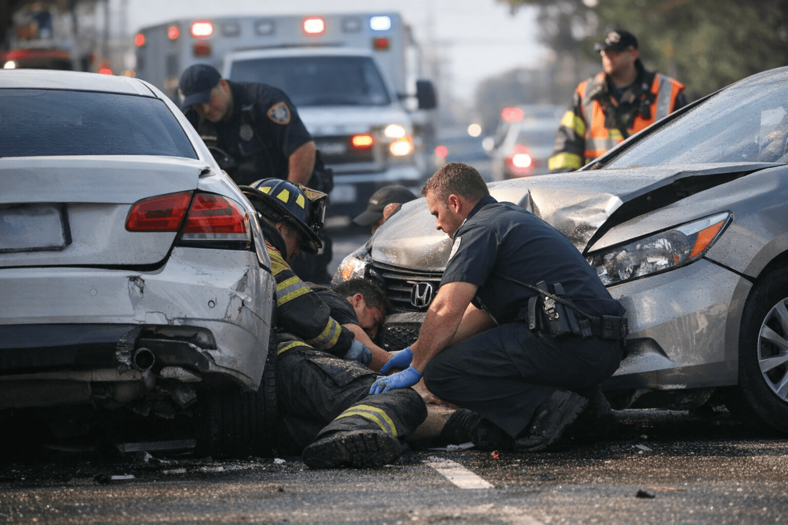 Man Pinned Between Vehicles on Broadhollow Road, Seriously Injured