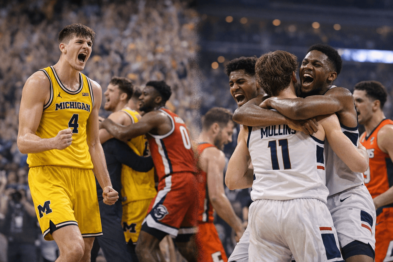 Michigan Crushes Arizona, UConn Tops Illinois to Set Up Title Showdown