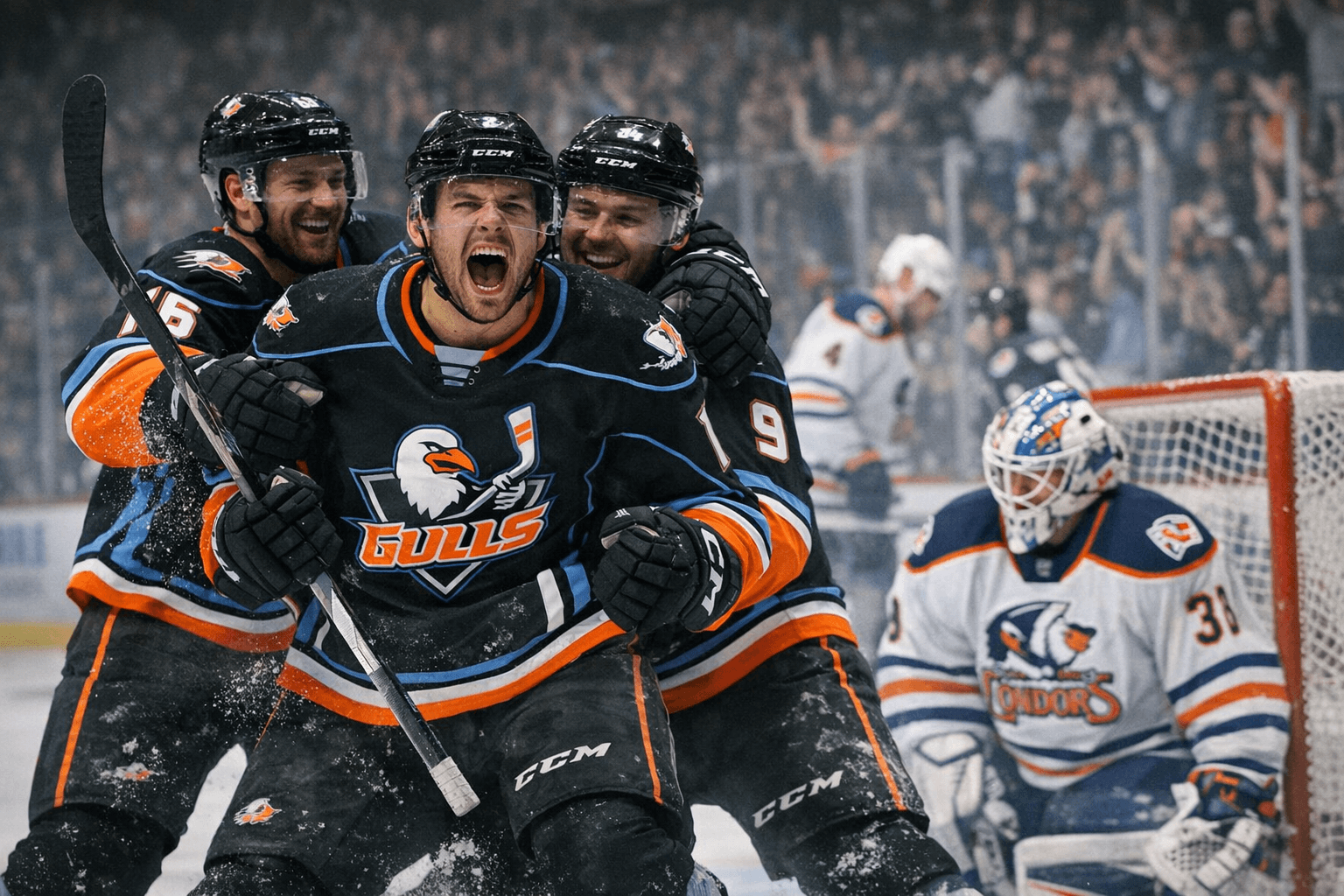 Gulls Score Five in Second Period, Rout Condors 6-3