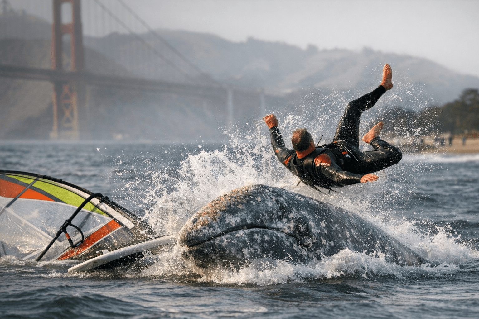 Windsurfer Collides With Gray Whale Near Crissy Field, Video Goes Viral