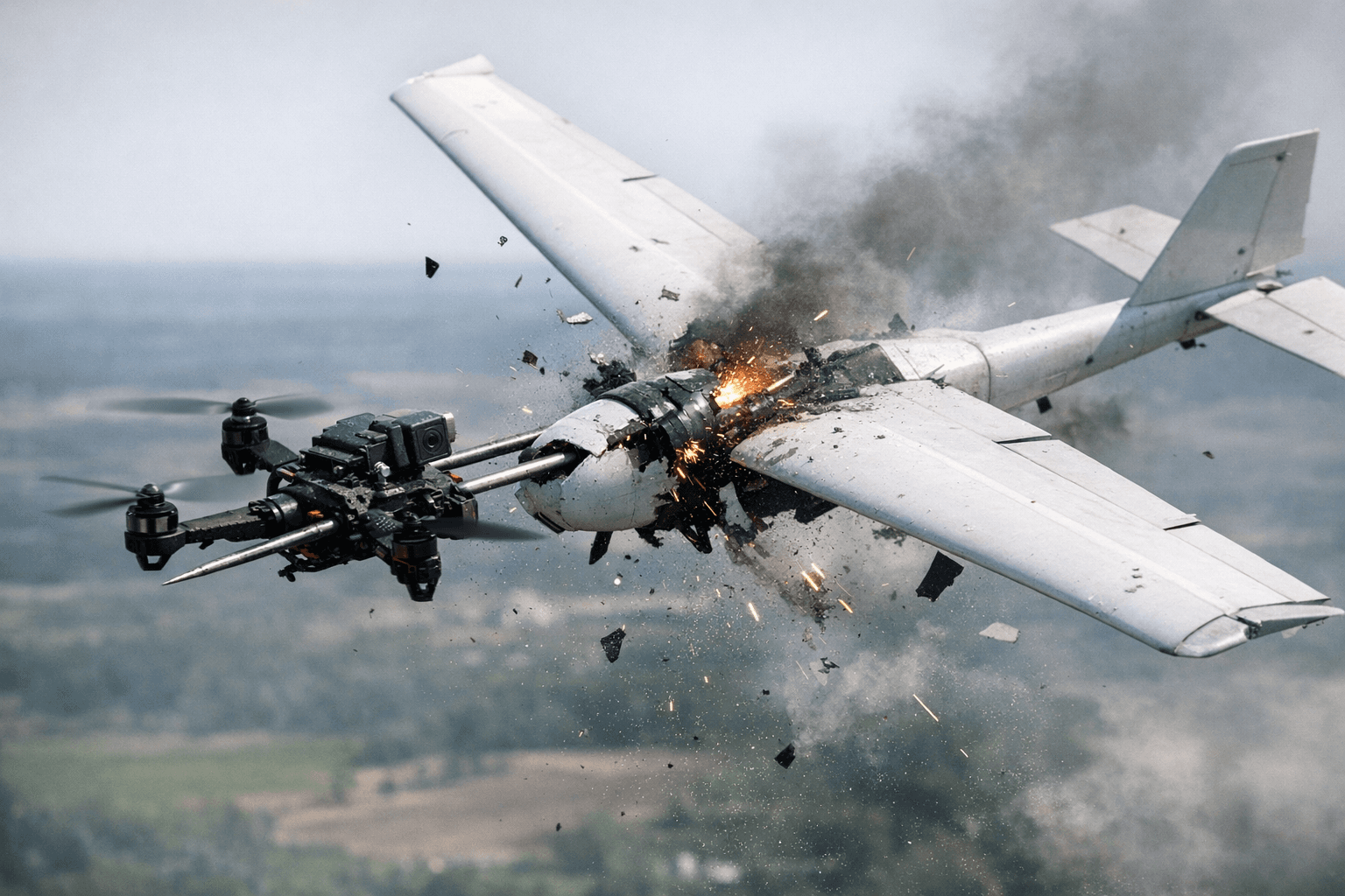 Russian FPV Drone Skewers Ukrainian UAV Mid-Air in Aerial Joust Tactic