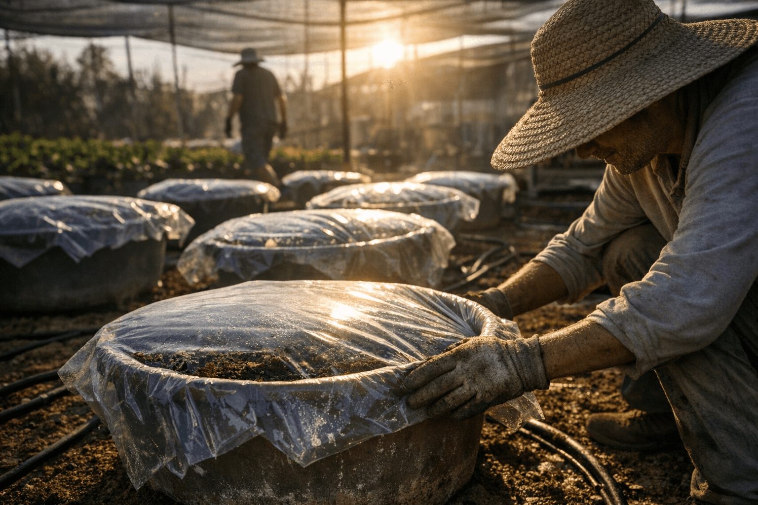 סולריזציה בעציצים: איך שמש ופלסטיק מחטאים אדמה מזיקים